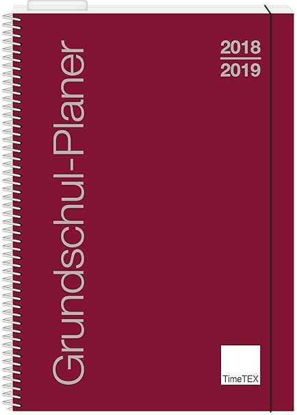 TimeTEX Grundschul-Planer mit Ringbindung - A4-Plus bordeaux - Schuljahr 2018 - 2019 - Terminplaner für die Grundschule - Leh
