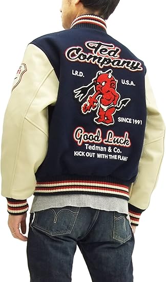 Amazon テッドマン Tedman スタジャン Tdj Tedman メンズ アワードジャケット ネイビー レッド 42 メンズlサイズ コート ジャケット 通販