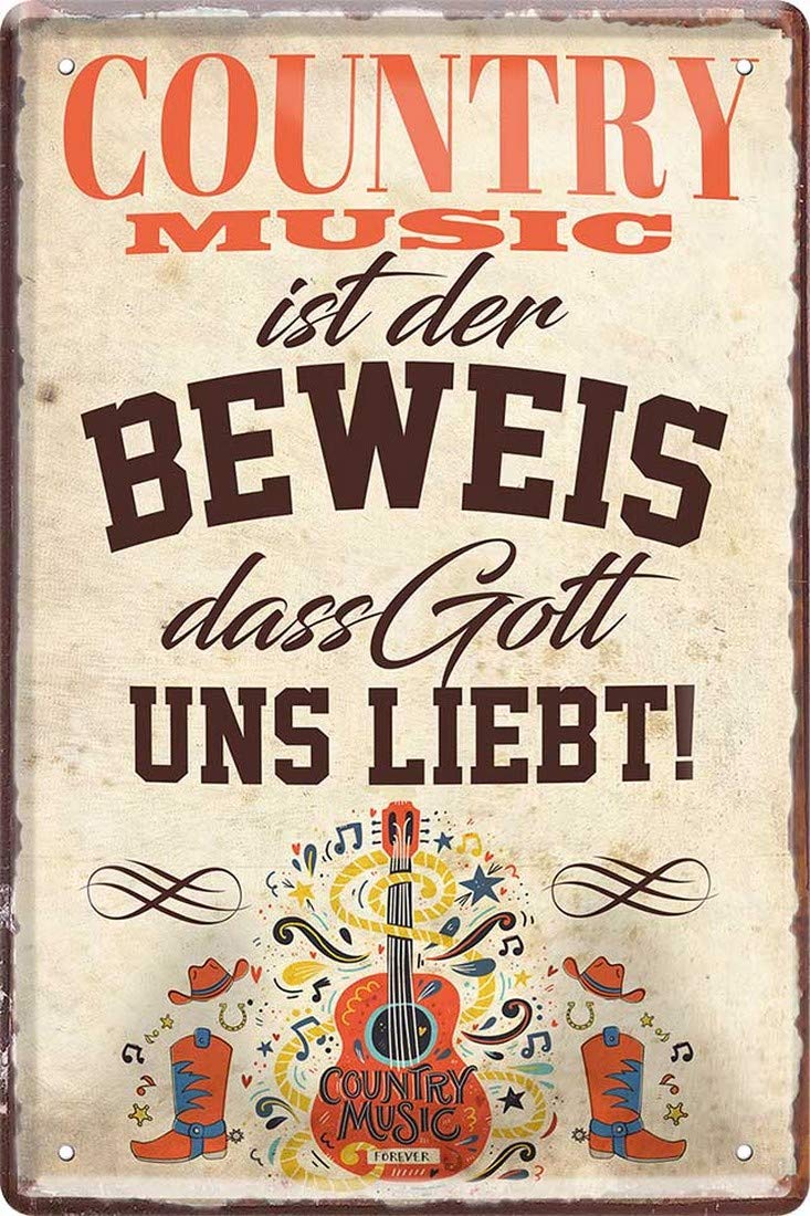 Country Music 1966 Tin Sign with German Text "Der Beweis, dass Gott Uns liebt" [German Language] 20 x 30 cm