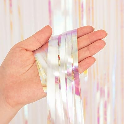 Valentines Decorations Iridescent Foil Fringe Curtains 2 Pcs 1x2m