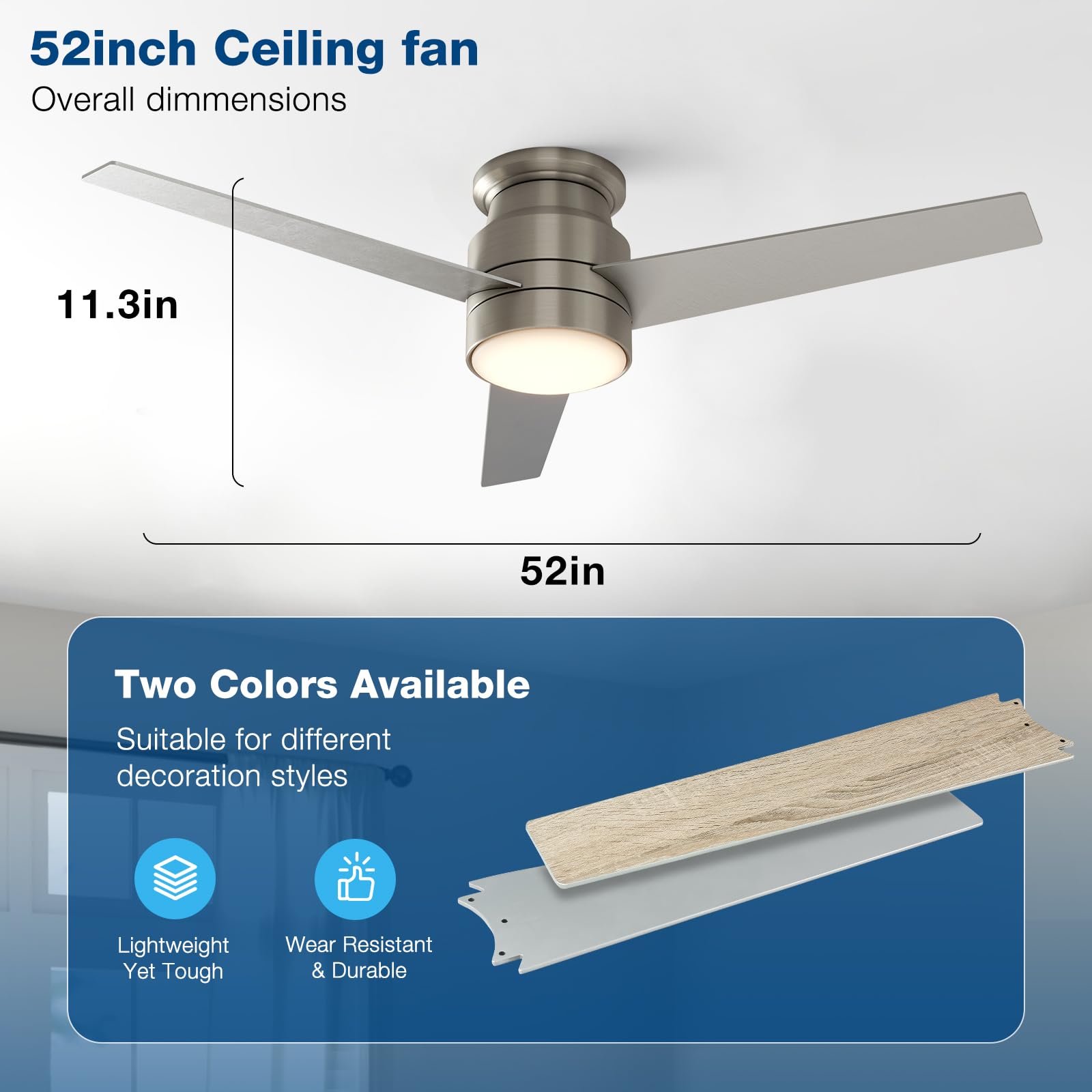 warmiplanet Flush Mount Ceiling Fans with Lights