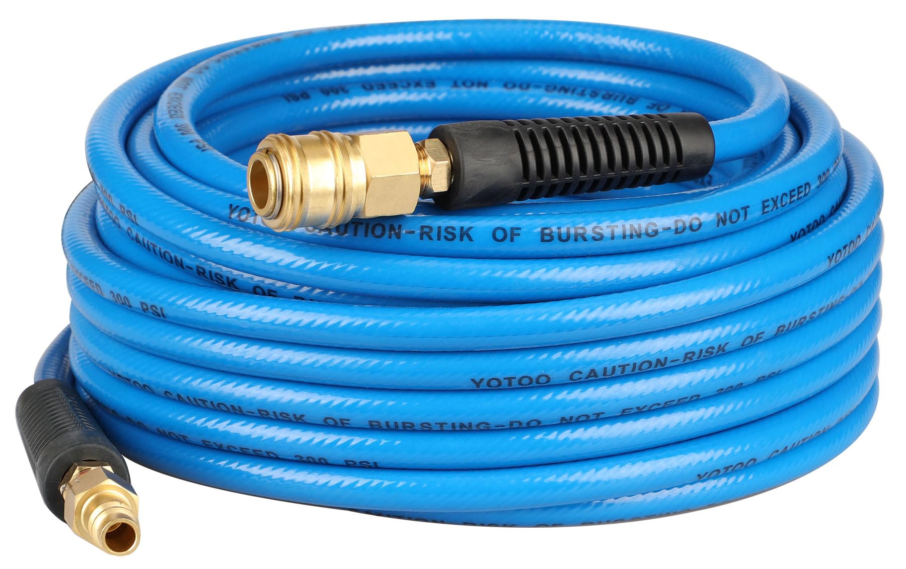 YOTOO Compressed Air Hose PVC 15 m Long 6 mm ID X 11 mm AD 300 PSI with 1/4 Inch Germany Quick Coupling Connections and Bend Limiters, Blue
