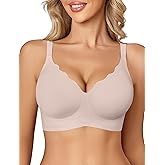 Avidlove Jelly Bras for Women No Underwire Seamless Bralettes Wireless Push Up Scalloped Full Coverage Sports Everyday Bra