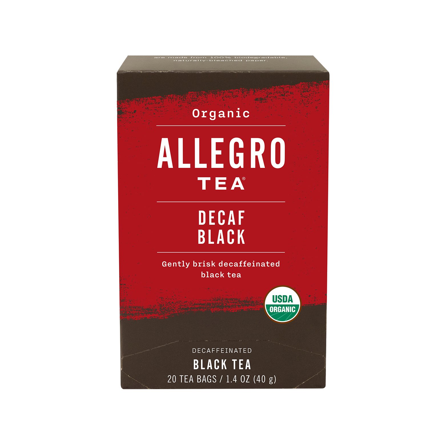 Allegro Tea, Organic Decaf Black Tea Bags, 20 ct Buy Online in United