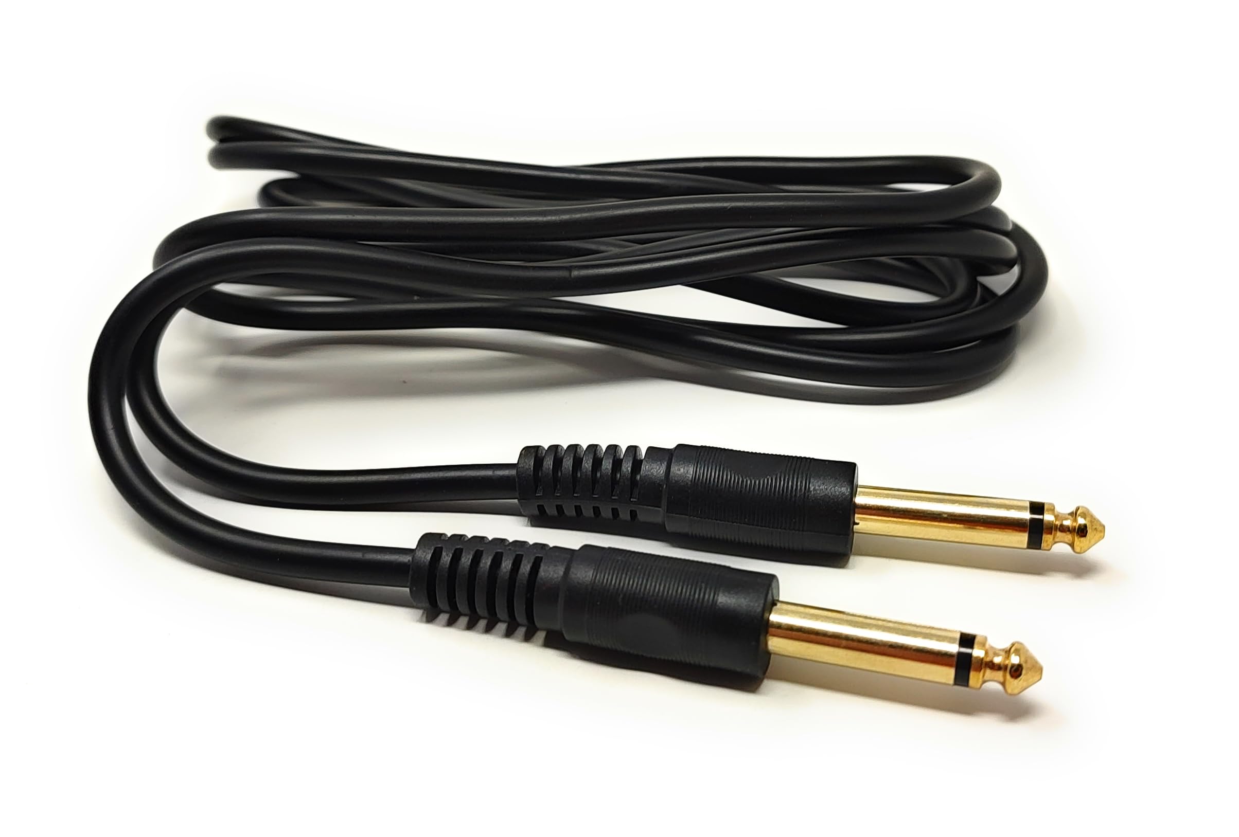6.35mm to 6.35mm 1/4'' TS Cable Shielded Noise Reduction Male to Male Gold Lead Cord, Compatible with Electric Guitar, Bass, Amp, Keyboard, Sound Mixing, Speaker (2m, Black)