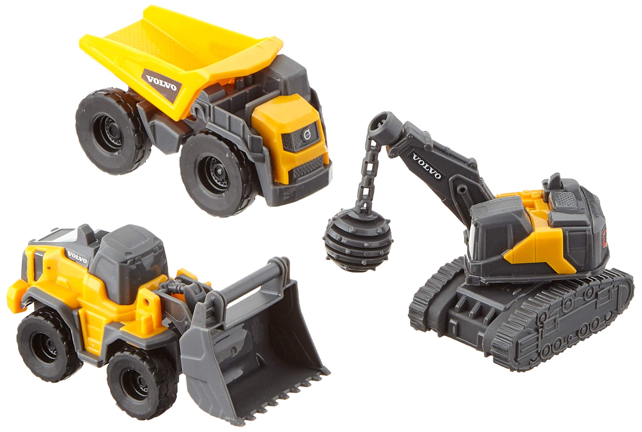 Dickie Toys Volvo Micro Builders Set of 3 Toy Set Construction Site Excavator Set of 3 Construction Vehicles 2 Different Designs Random Selection Construction Vehicles Children Construction Site