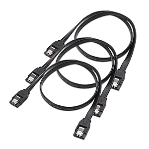 Cable Matters 3-Pack Straight SATA III 6.0 Gbps SATA Cable (SATA 3 Cable) Black - 18 Inches