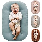 Vicorise Baby Lounger 0-24 Months 100% Cotton-Snuggle Cozy Me Lounger,Soft & Breathable Baby Lounger for Newborn Play Mat,Infant Babies Essentials Gifts,Blue(Lounger Cover Included)