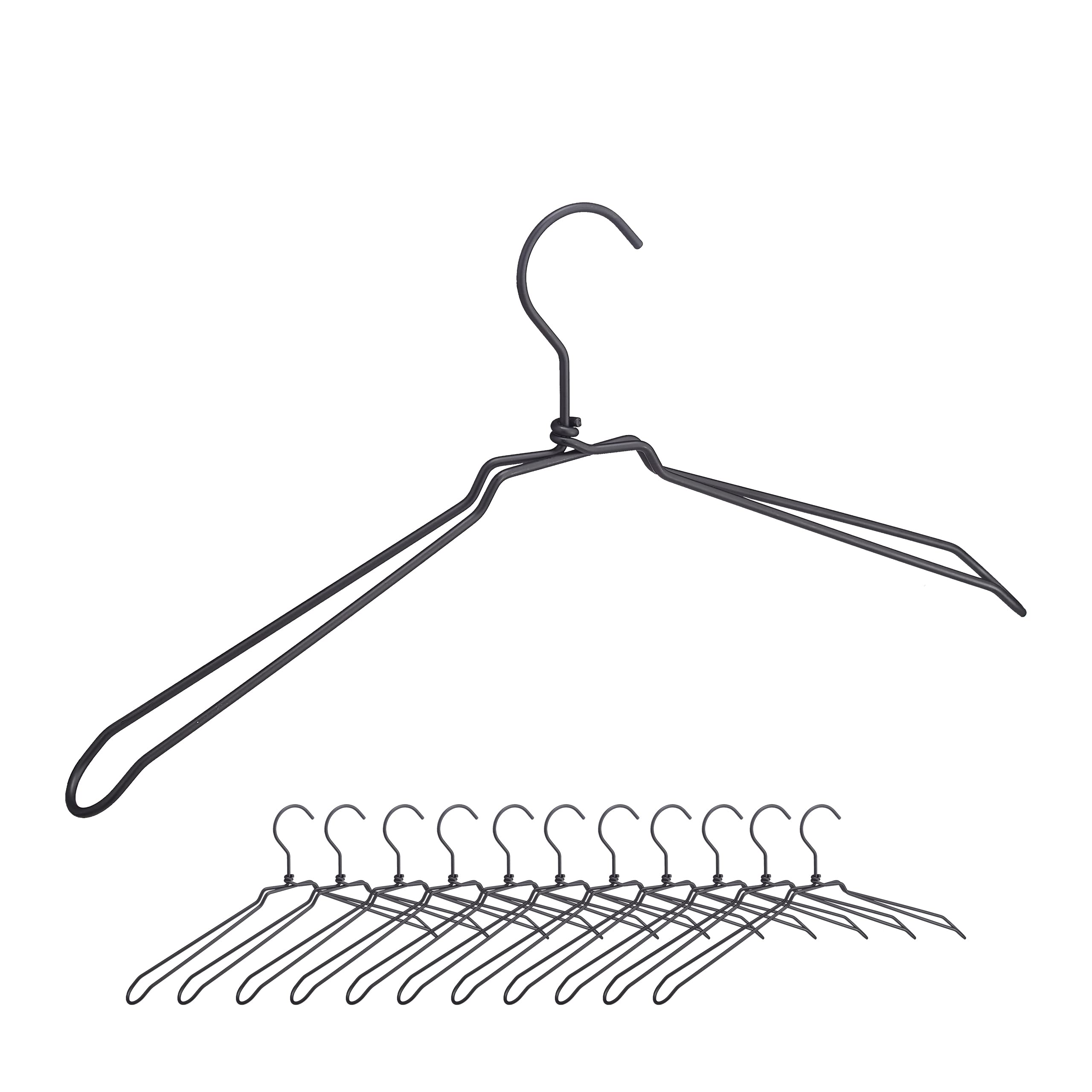 Relaxdays Set of 12 Clothes Shirts, Jackets & Blouses, Industrial Design, Metal, 45 cm Wide, Hanger, Black, 12 Item