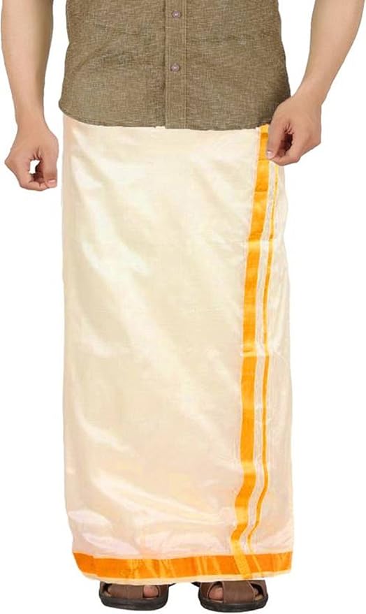 CMK Pattu Men's Silk Dhoti (007_White) Amazon.in Clothing & Accessories
