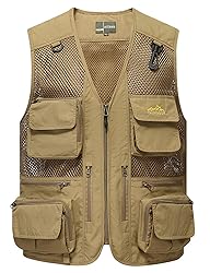 Flygo Men's Mesh Fishing Vest Multi-Pockets