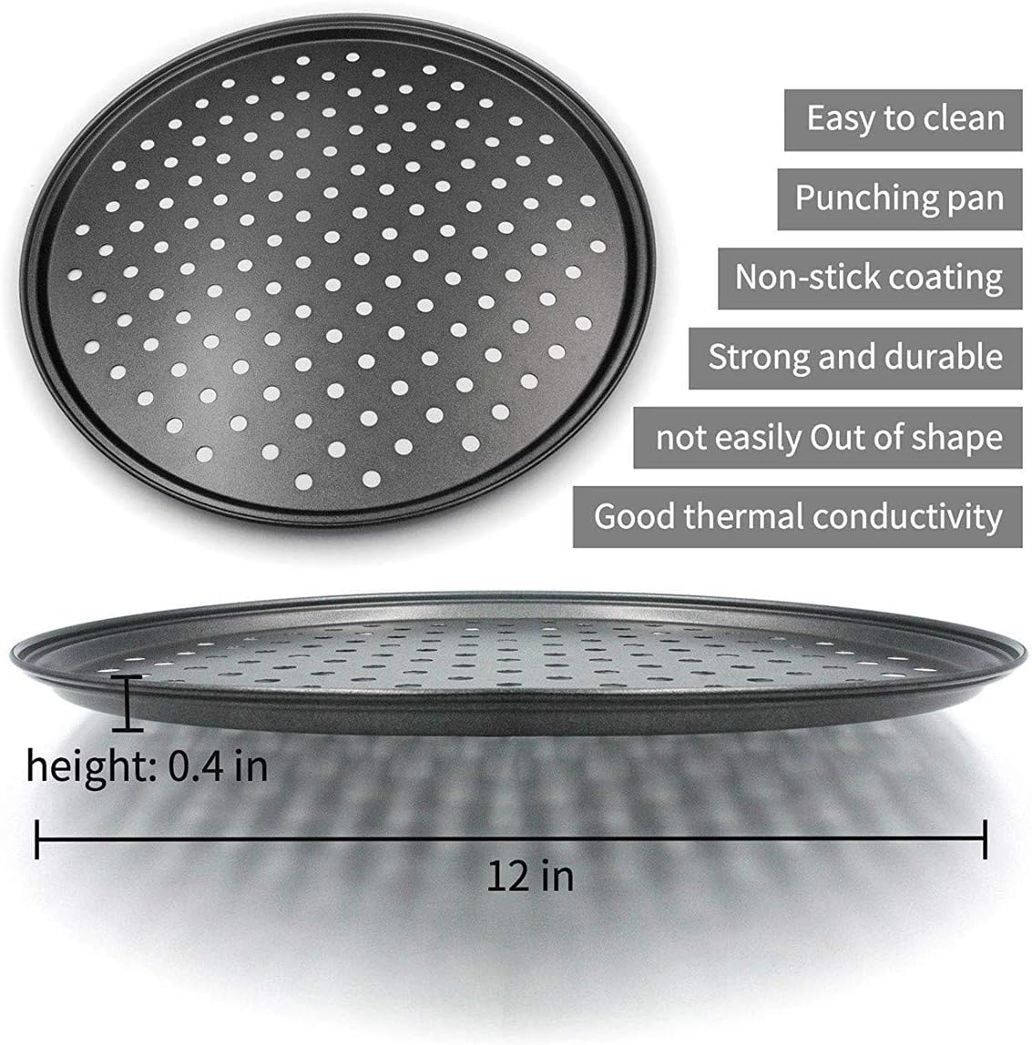 Alices 13 Inch/32CM Nonstick Carbon Steel Pizza Pan, Pizza Tray， Bakeware Perforated Round For Home Kitchen: Kitchen & Dining