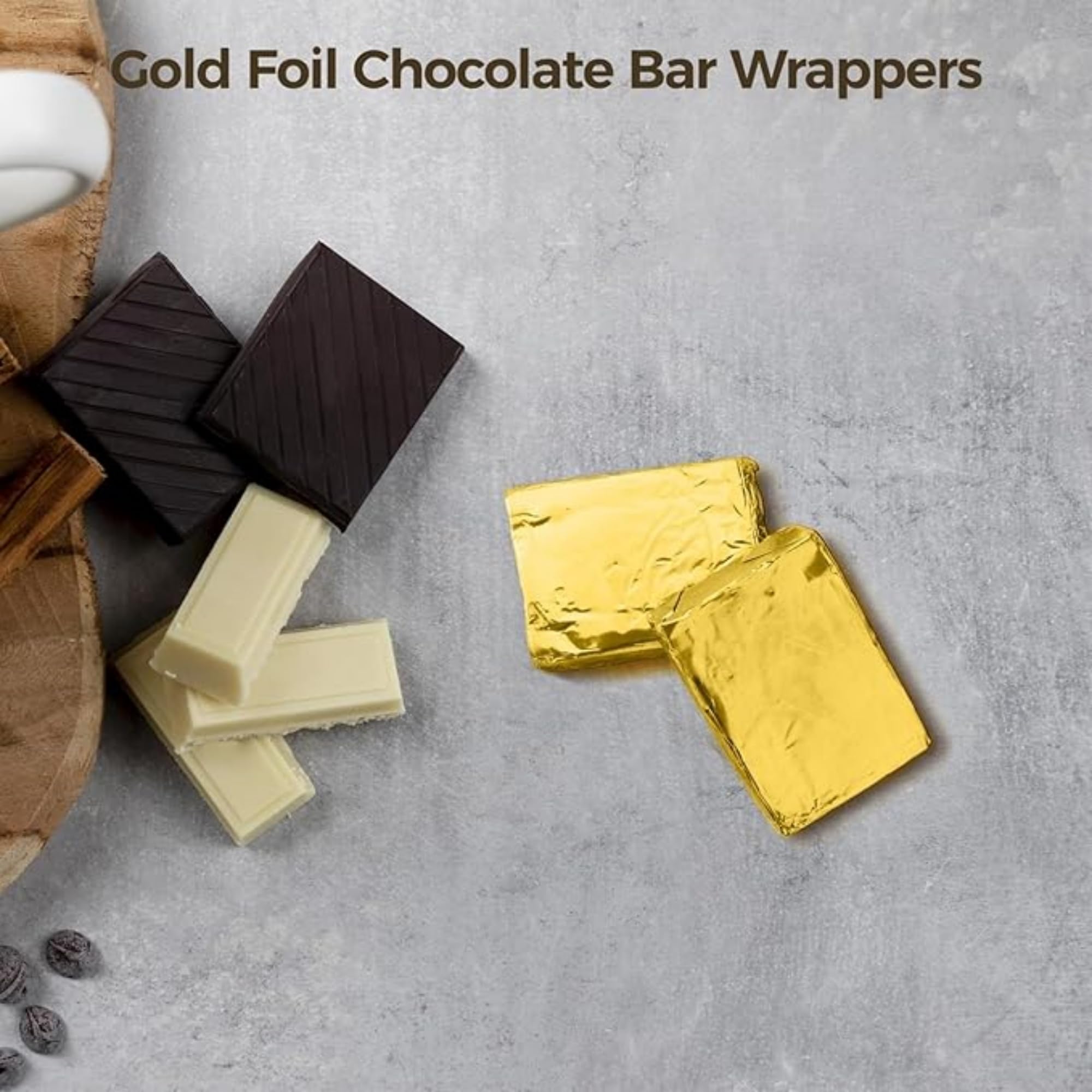 200 Pack 3.9x3.9 inch Golden Chocolate Wrappers Aluminium Foil Square Sweets Lolly Paper Wrapping for DIY Food Candy Packaging Decoration Party Favor Wedding Birthday Accessories