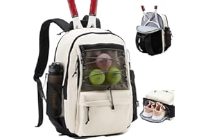Tennis Bag, Tennis Backpack for Women Men 2 Rackets with Insulated Pocket Shoe Compartemnt for Pickleball Tennis Badminton
