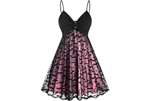 Women's Gothic Punk Dress Halloween Festival Dresses Goth Irregular Party Dresses Vintage Cocktail Costumes Dress