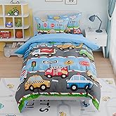 Transportation Kids Bedding Set for Boys, Ultra Soft Microfiber Comforter Set Twin Size with 3-Pieces, Comforters Bed Sets for Boy Children Kids