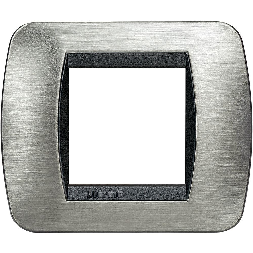 BTicino L4802ACS Living int - 2P Brushed Steel Plate
