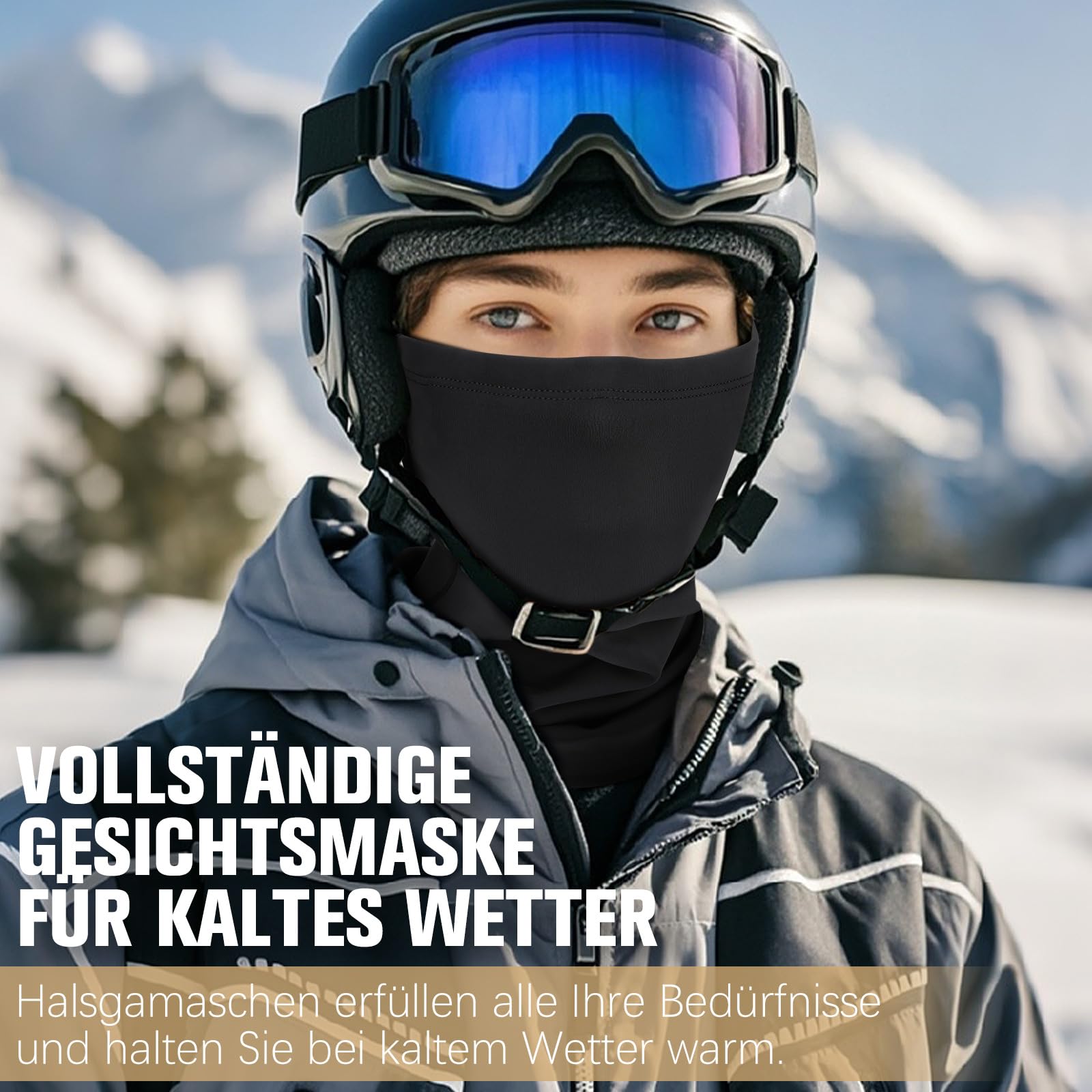 YANIKY Loopschal Multifunktionstuch Winddicht Schlauchschal Neckwarmer Herren Ski Gesichtsschutz Halstuch Thermal Fleece Sportschal Halswärmer für Skifahren Fahrrad Jogging ﻿ (Schwarz) 5