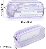 KALIDI Clear Pencil Case Large Pen Bag 23cm 9in Transparent Mesh view 7