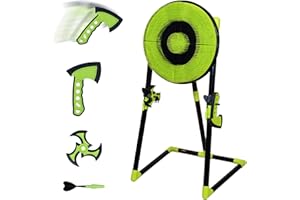 Leeray 3-in-1 Bristle Target Board Game – Axe Throwing Game for Backyard with Throwing Axes, Soft Tip Darts, and Ninja Stars 