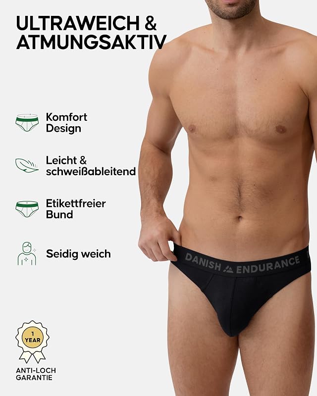Herren Bambus Slips, 3er & 6er Pack, Schwarz, M