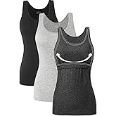 Orrpally Basic Tank Top with Bra for Women Cotton Shelf Bra Undershirt Cami Tank Tops 3-Pack