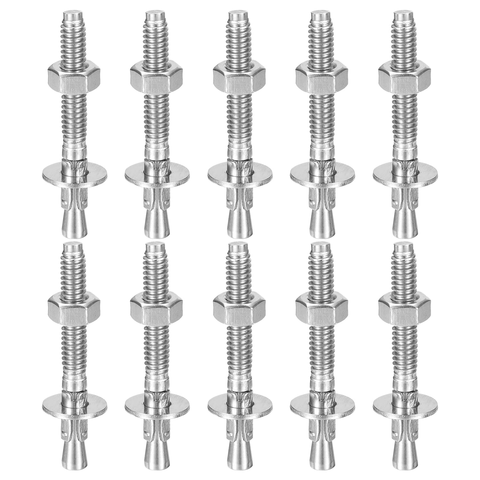 DTGN 1/4" x 2-1/4" Wedge Anchors - 20Pack - Good for Cement and Concrete Wall - 304 Stainless Steel Zinc Plated Screw Bolt Nut Expansion Tube Fasteners