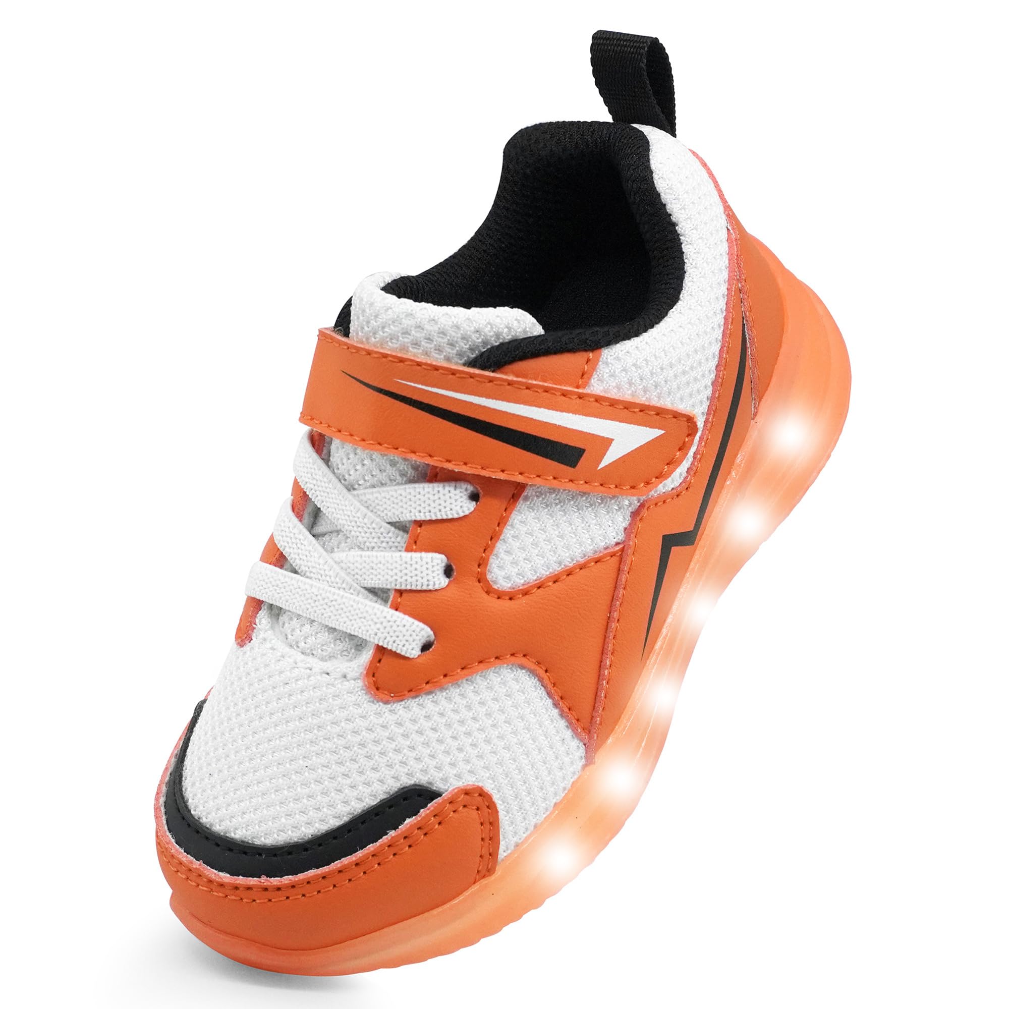 AMZZPIK Toddler Light Up Shoes for Boys Kids Led Sneakers Breathable Mesh Tennis Shoes for Little Kid Orange Size 12 Image