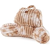 Amélie Home Faux Fur Reading Pillow with Pocket for Sitting in Bed, Kids Backrest Bed Pillow with Washable Cover for Lounging, Watching TV/Gaming/Resting/Post/Surgery/Nursing, Tie-dye Khaki 17 inches