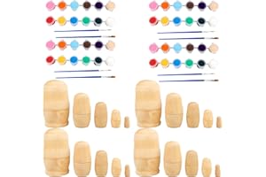 KUGLIWA 4 Set Plain Nesting Dolls DIY Wooden Unpainted Matryoshka Blank Russian Nesting Dolls for Parent Child Activities Kids Birthday Gift DIY Craft