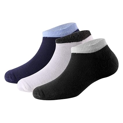 Trasa Unisex Cotton and Spandex Low Cut Cushoined Sole Arch Support Comfort Fit Low Cut Loafer Socks - (Black, Blue and White_6-11 UK/India) - Pack of 3