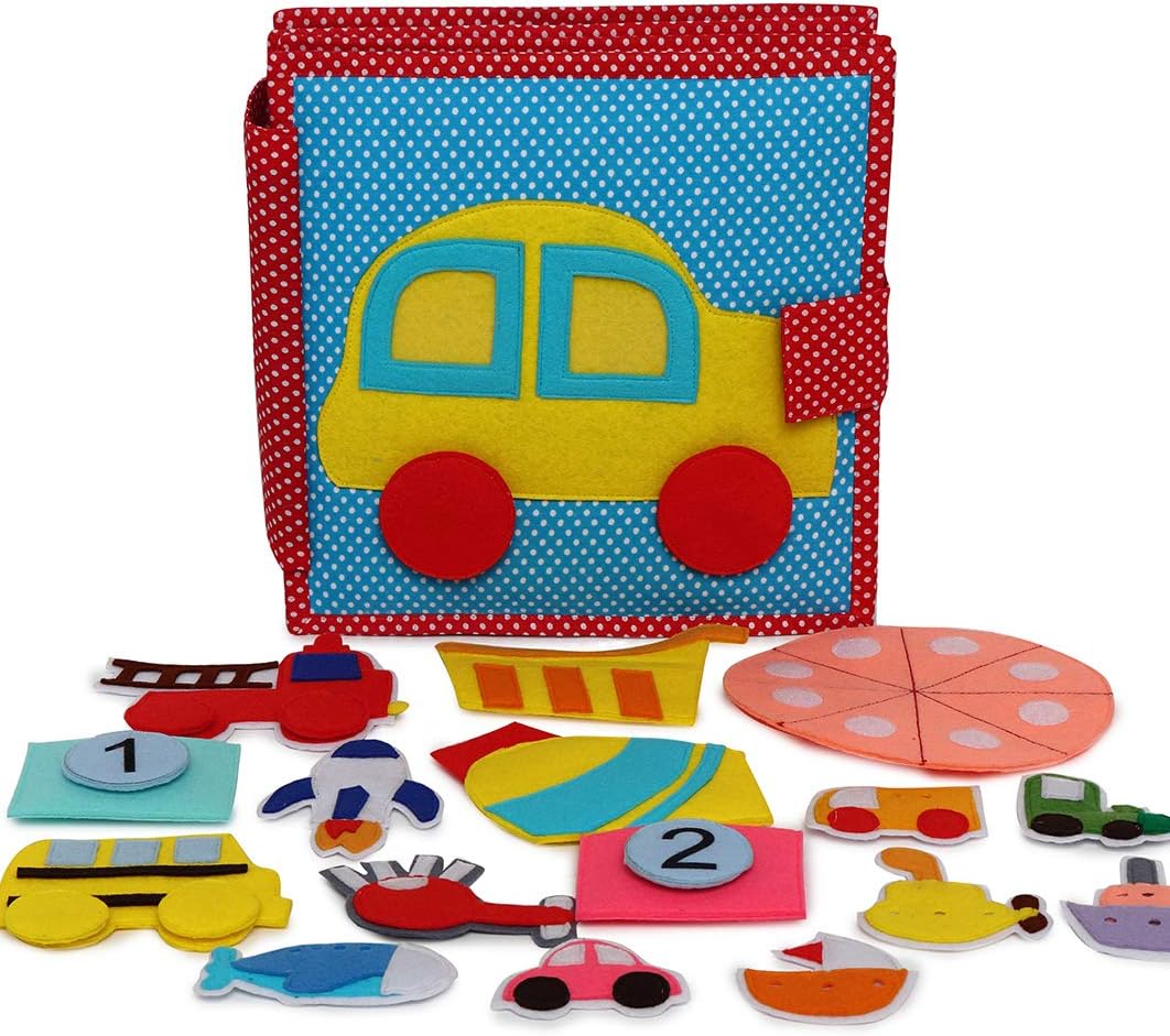 Jolly Designs Premium Handmade Fast Car Quiet Book | Complex Felt Book for Early Learning | Soft Sensory Busy Book for toddlers and children
