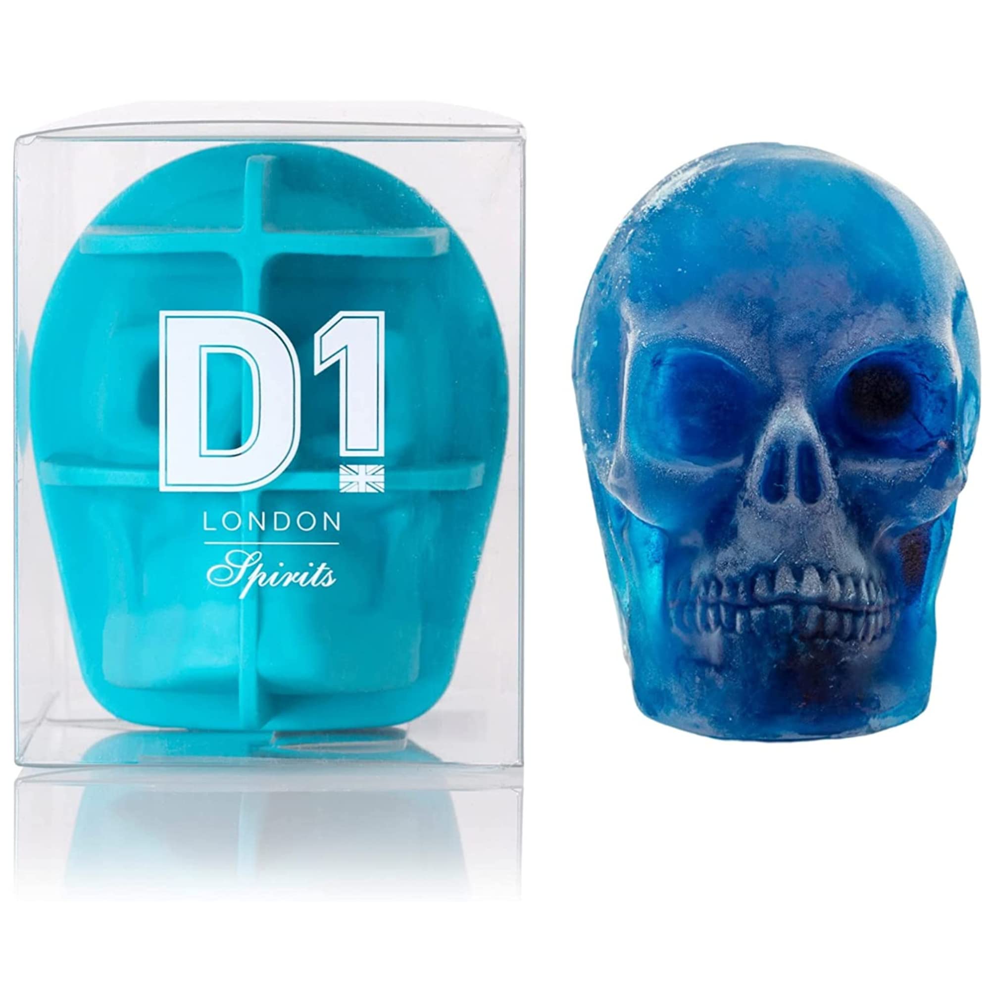 D1 Large Skull Ice Cube Moulds | Ice Cube Trays Silicone - Single Blue - Pair with D1 Skull Gin or D1 Skull Vodka to Make The Perfect Alcohol Gift Set for Men or Women