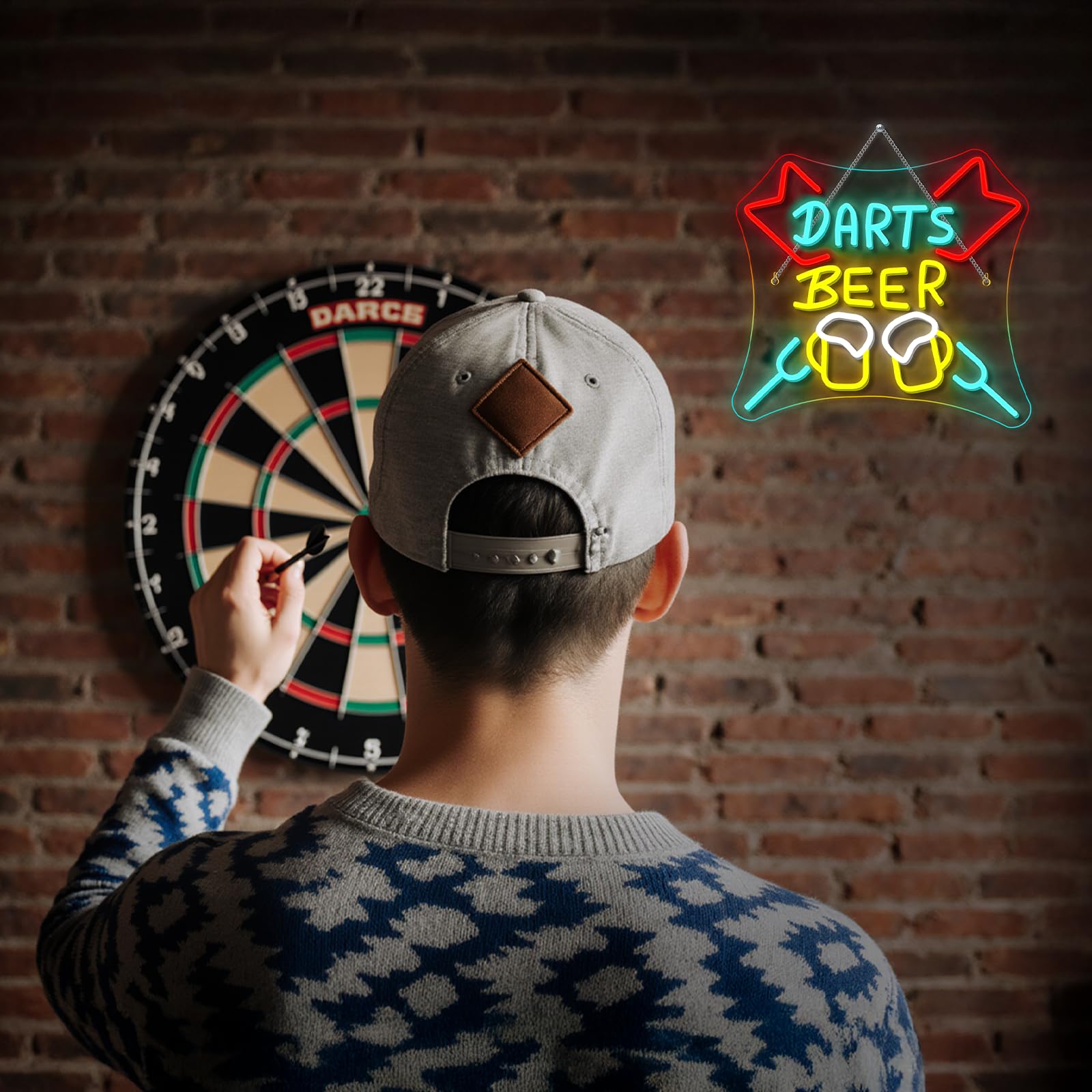 SIGNSHIP Dart Neon Schild Dimmbar Darts Bar Led Schild USB Schnittstelle Dart Neon Sign Darts Game Led Schild für Wand,Leuchtreklame für Spielzimmer Kneipe Heim Bar Club Männerhöhle Party Dekor 3