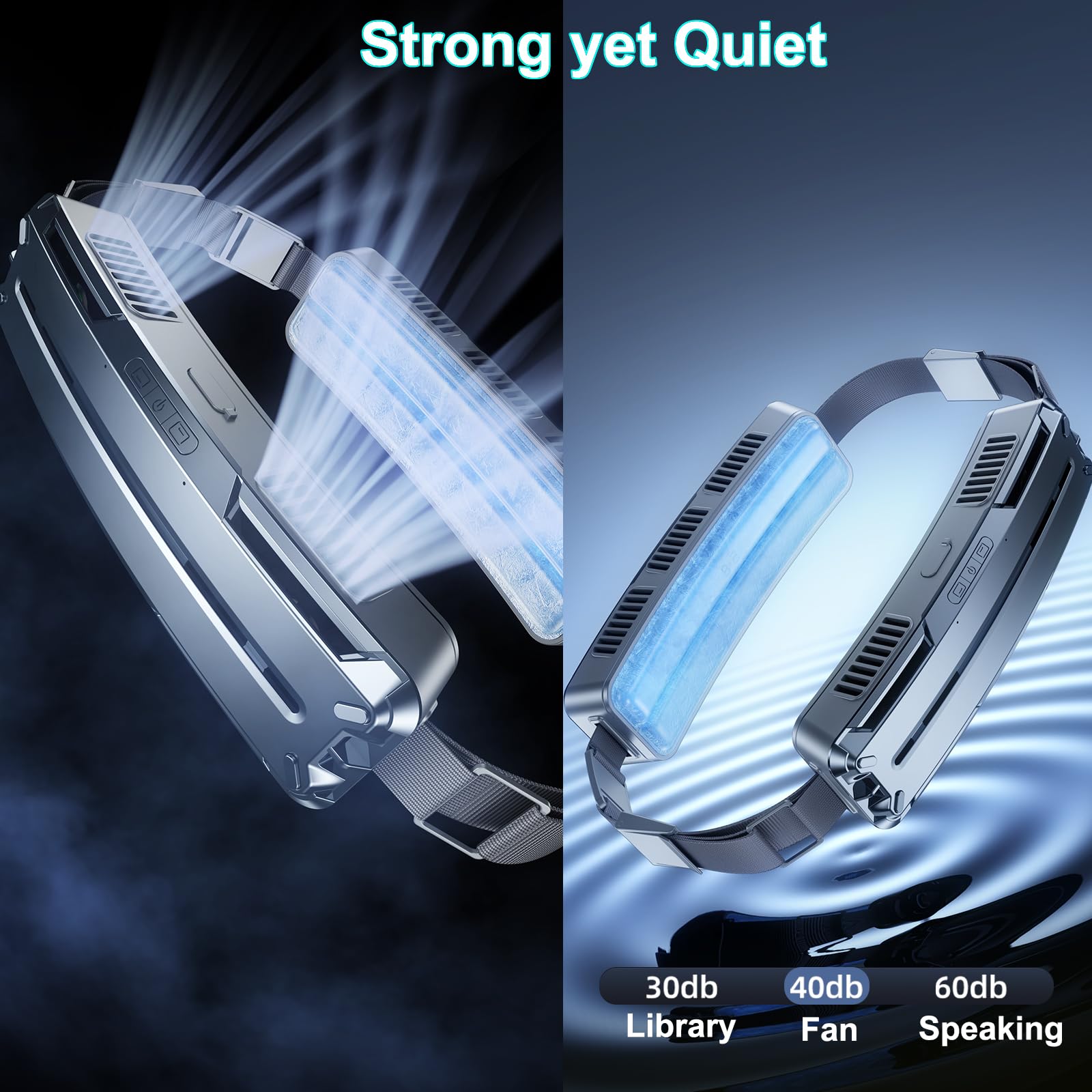 Portable Waist Fan with 2 Cooling Plates, Wearable Belt Clip on Fan 5000mAh Rechargeable 3 Speeds 6000RPM Strong Airflow, Personal Travel Body Shirt Fans for Outdoor Work Camping Fishing