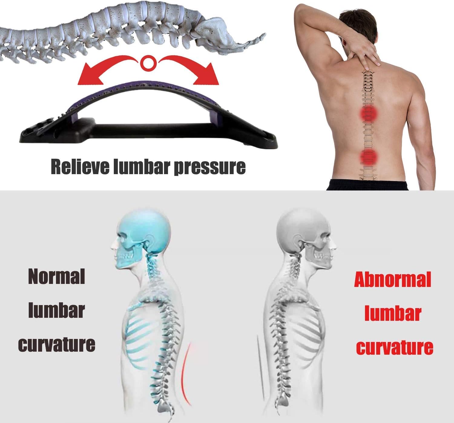 Lower Back Stretcher with Magnetic Acupressure Points Multi-Level Lumbar Stretching deviceLumbar for Pain Relief Chronic Herniated Disc Sciatica Scoliosis Spinal Back Stretcher for Relieve Back Pain …: Health & Personal Care