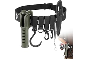 SAN LIKE Adjustable Fishing Rod Holster Waist Wading Belts for Men Nylon Wader Fishing Waist Belt with Portable Pole Inserter Wading Belts for Fly Surf Kayak Casting Spinning Fishing Gear (army green)