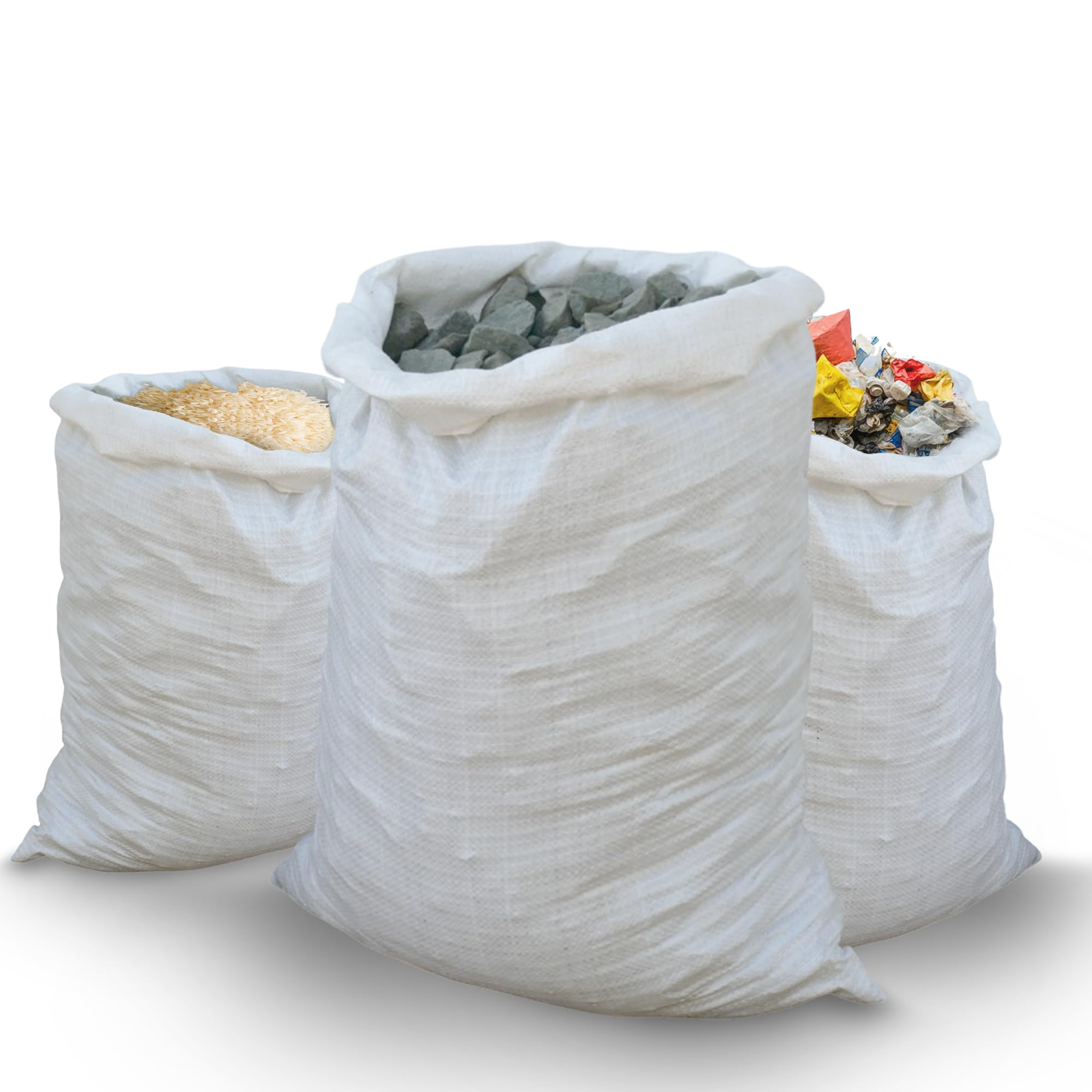 Large Woven Rubble Sacks - 50x80cm Garden Waste Bags - Heavy Duty 50kg Industrial Grade Builders Bag – Strong Robust Polypropylene (20 Sacks)