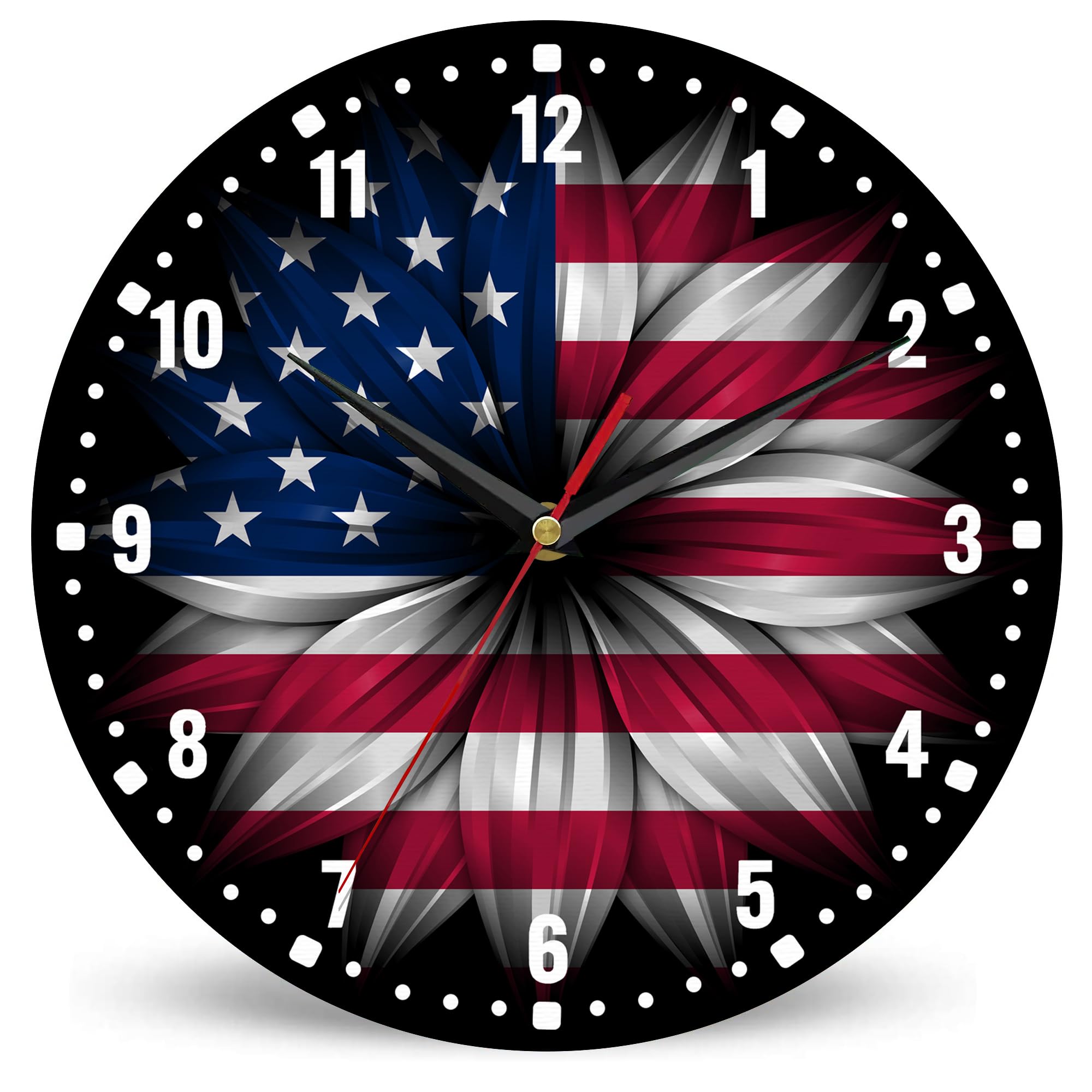 Photo 1 of **MINOR DAMAGE - USED**
SPUNKER Wall Clock,American Flag Kitchen Wall Clock,Independence Day Clocks 10 Inch Silent Non-Ticking Wall Battery Operated for Living Room Bedroom Bathroom Laundry Room Decor