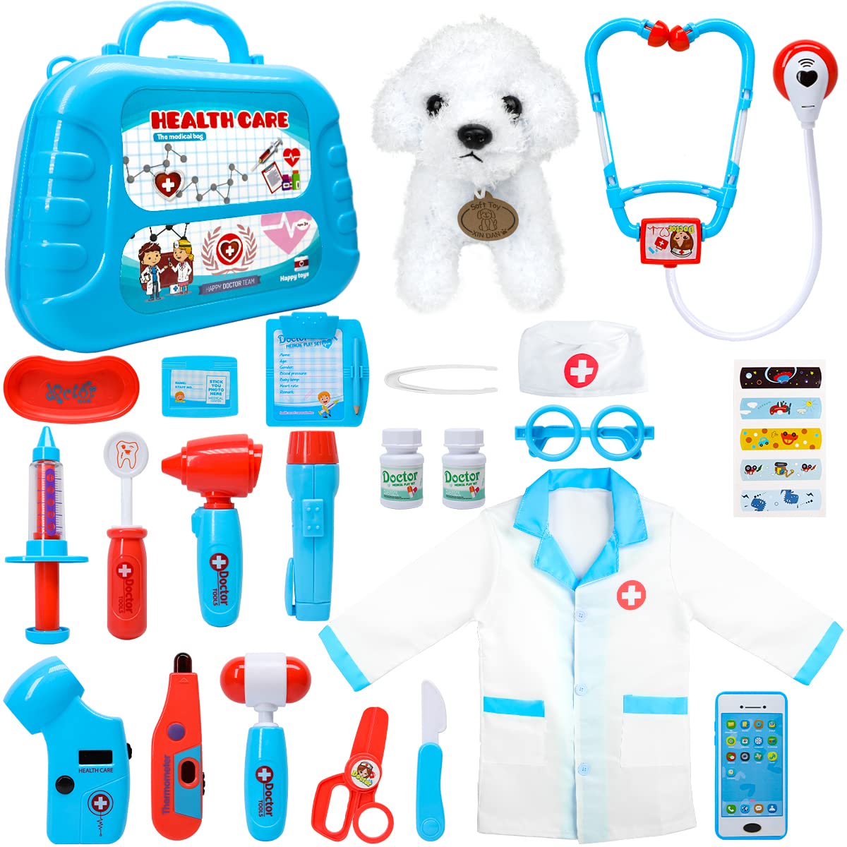 Photo 1 of Meland Toy Doctor Kit for Kids - Pretend Play Doctor Set with Carrying Case, Stethoscope Toy & Dress Up Costume - Doctor Play Set for Kids Toddlers Ages 3 4 5 6 Year Old for Role Play Gift