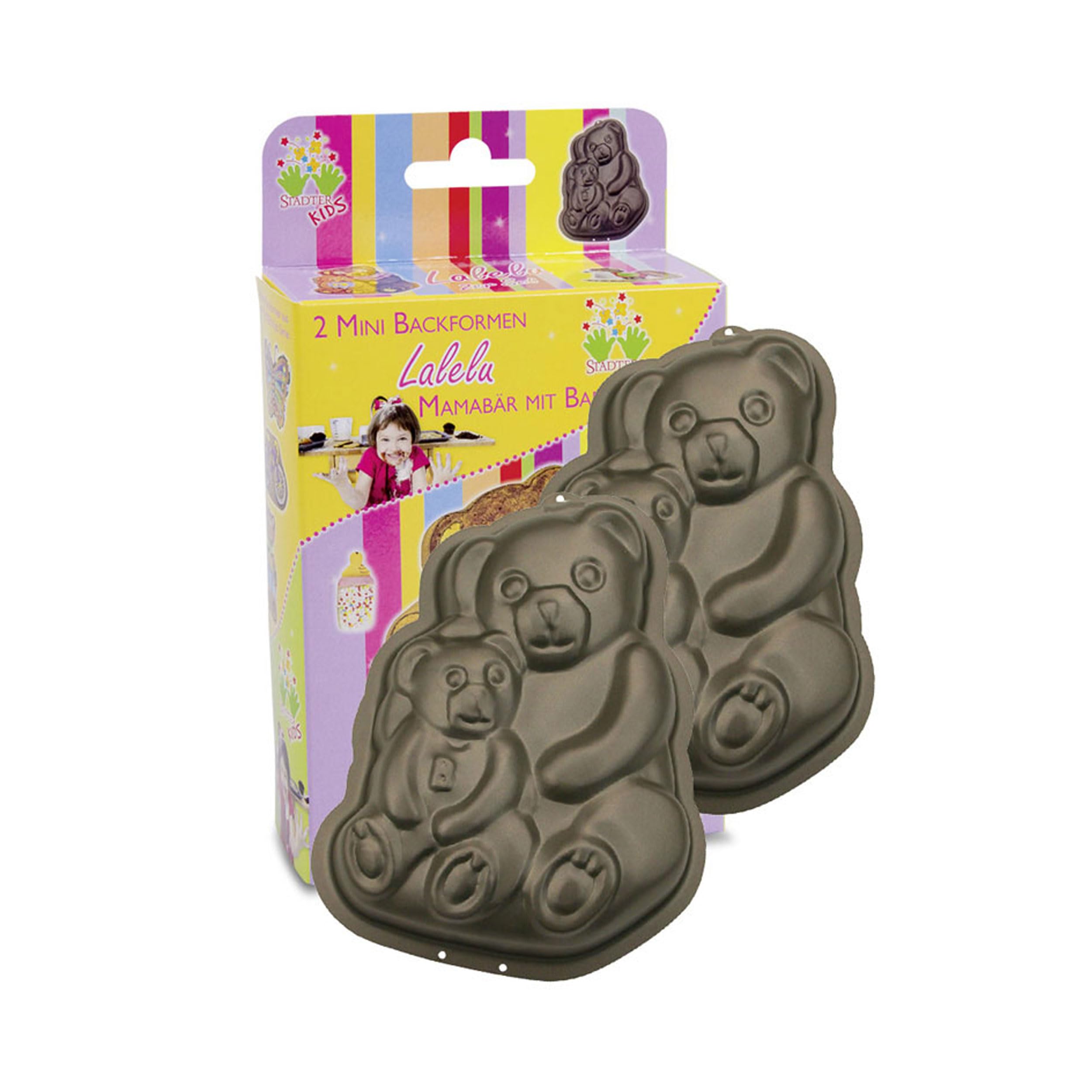 Staedter 2 Piece Lalelu Mummy Bear with Baby, 11 cm, Metal, Multi-Colour