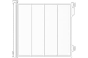SPACEANY Reinforced Retractable Baby Gate or Mesh Dog Gate,Easy to Use for Stairs, Doorways, Hallways, Indoor, Outdoor, Wide Pet Gate 33.5" Tall, Extends to 55" Wide, White