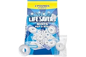 TREATIZO Pep O Mint Mints Bulk Individually Wrapped, 2lb Pack of LifeSavrs Hard Candy, Candy in Bulk Perfect for Holidays, Weddings and Corporate Even