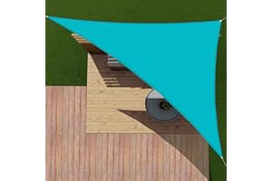 Patio Paradise 12' x 12' x 17' Waterproof Sun Shade Sail Triangle Right, UV Block Sunshade Canopy Outdoor Patio Covers Shade Cloth Tarp for Backyard Deck Garden Awning (Customized), Turquoise