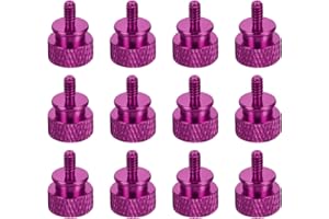 MECCANIXITY 12pcs UNC6-32x6.5mm Knurled Thumb Screw Computer Case Threaded Hand Tighten Screws Aluminum Alloy for PC Case, Ro