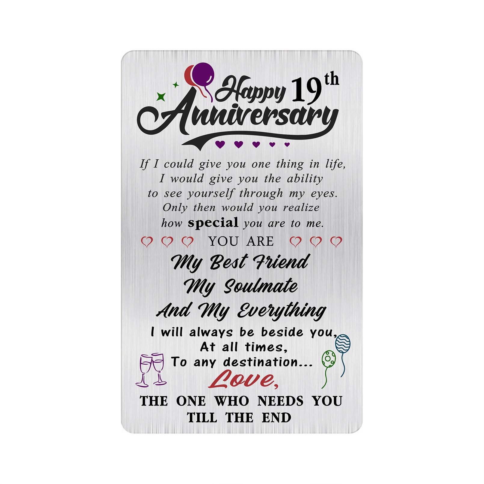 Alotozo 19 Year Wedding Anniversary Card - Happy 19th Wedding Anniversary Cards Gifts for Husband Wife - 19 Years Anniversary Card for Him Her