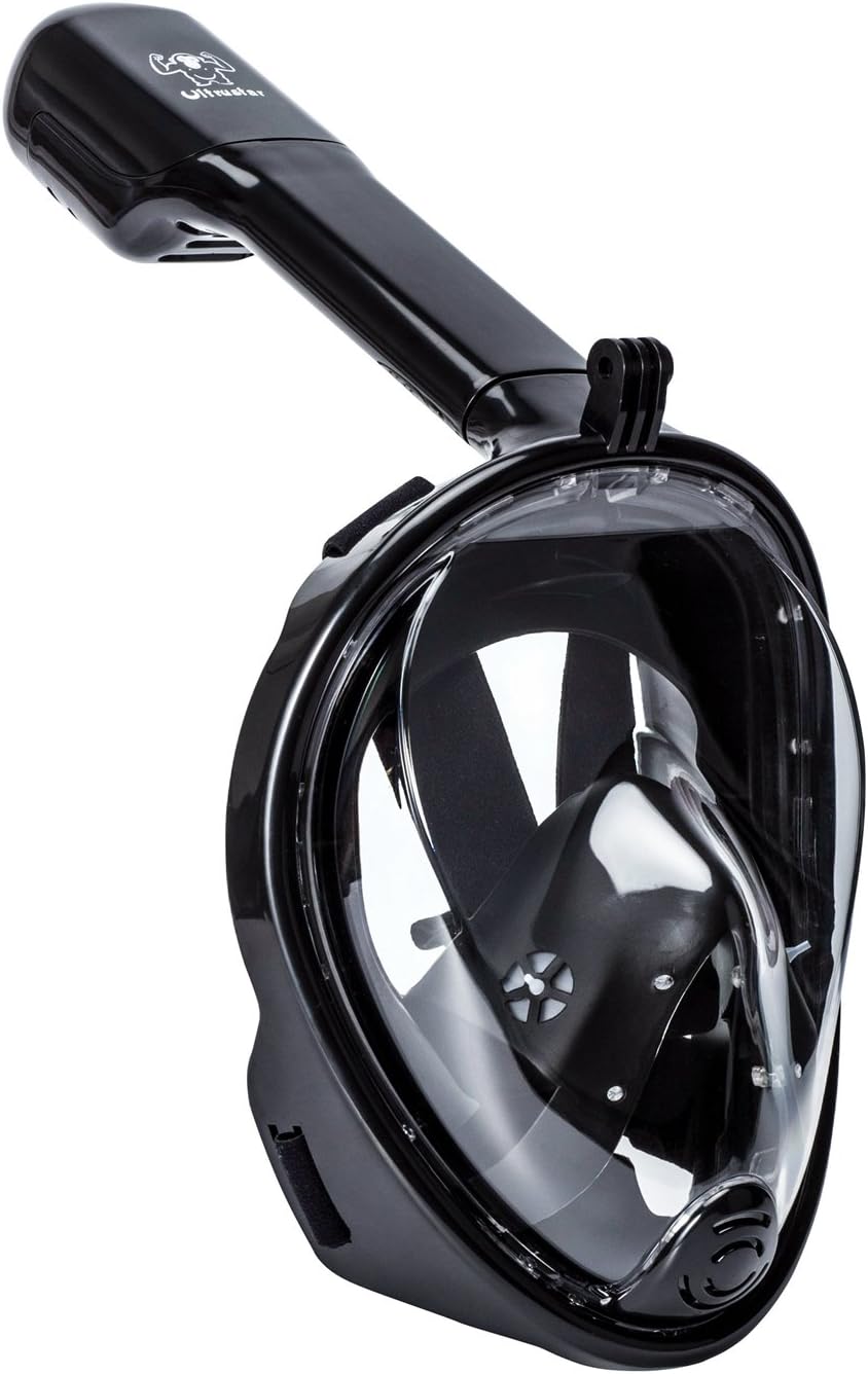 Ultrustar Full Face Snorkel Mask GoPro Compatible Anti-Fog Design 180° Panoramic View Easy Breathe Snorkel Mask with Adjustable Head Straps