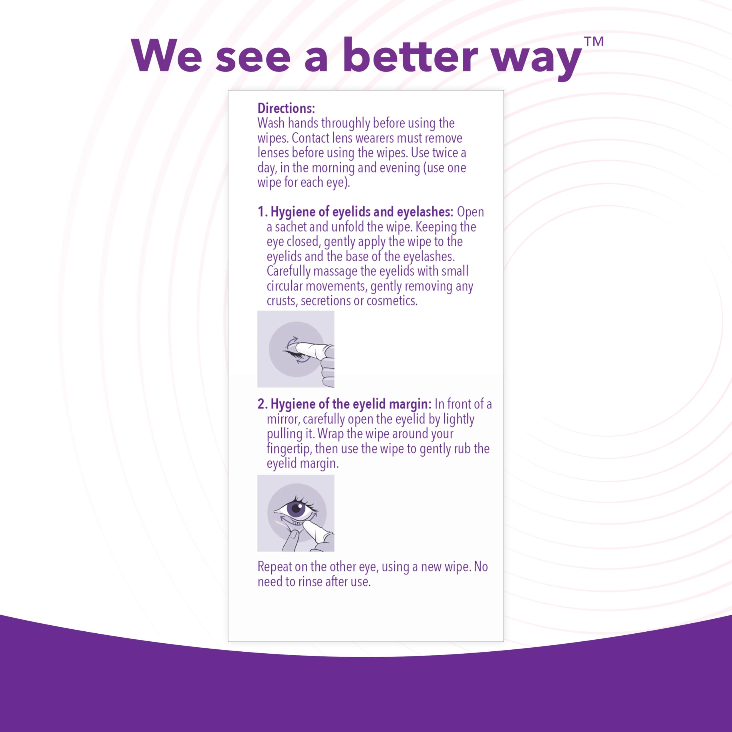 iVIZIA Eyelid Cleansing Wipes for Sensitive Eyelid Cleansing, Preservative-Free, Micellar, No Rinse, Gentle Eye Makeup Remover, 20 Sterile Single-Use Wipes for Eyelids Packaging May Vary