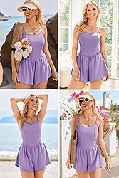 Ekouaer Womens Summer Sleeveless Workout Rompers