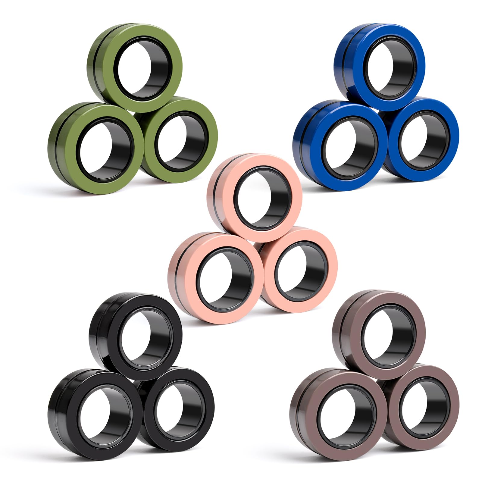 Photo 1 of Cevioce 15 PCS Magnetic Ring Fidget Toys Set,ADHD Anxiety Magnetic Finger Spinner Pack for Adults and Teens,Kids Coolest Magnet Stress Relief Toy for 8+ Year Old Boys Girls Present